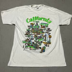 **Vintage 1990s Green and White Southern California Graphic Tee